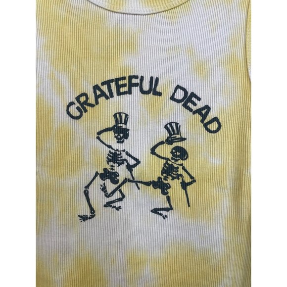 Grateful Dead Tie Dye Crop Tank Top Yellow Size XXL - Picture 2 of 4